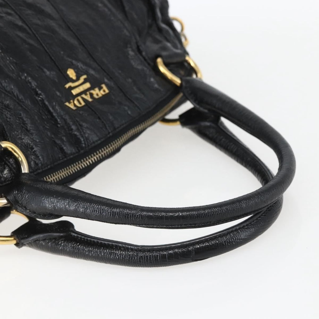 Prada Waves Hobo Leather And Tessuto Black Leather Handbag