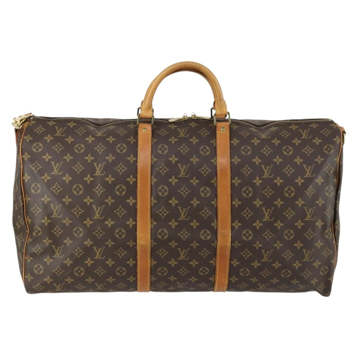 Louis Vuitton Keepall Bandouliere Bag Monogram Canvas Brown Canvas Travel Bag