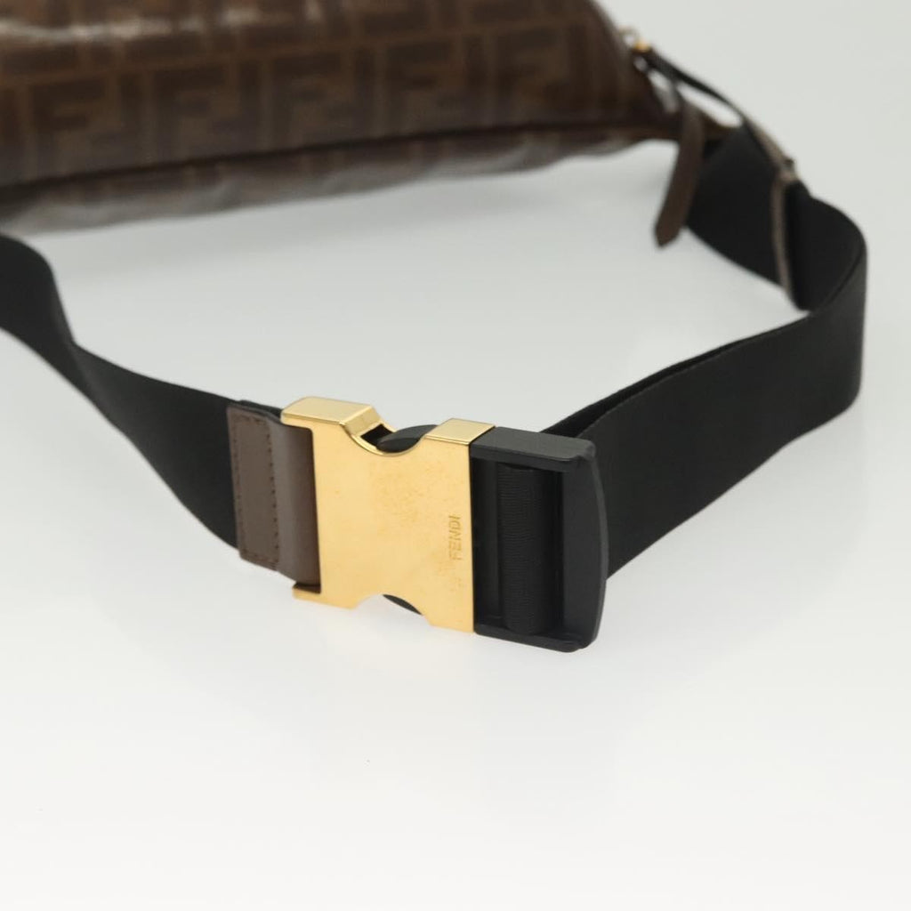 Fendi Mania Logo Waist Bag Zucca Coated Canvas Brown Canvas Clutche & Pouche Bag
