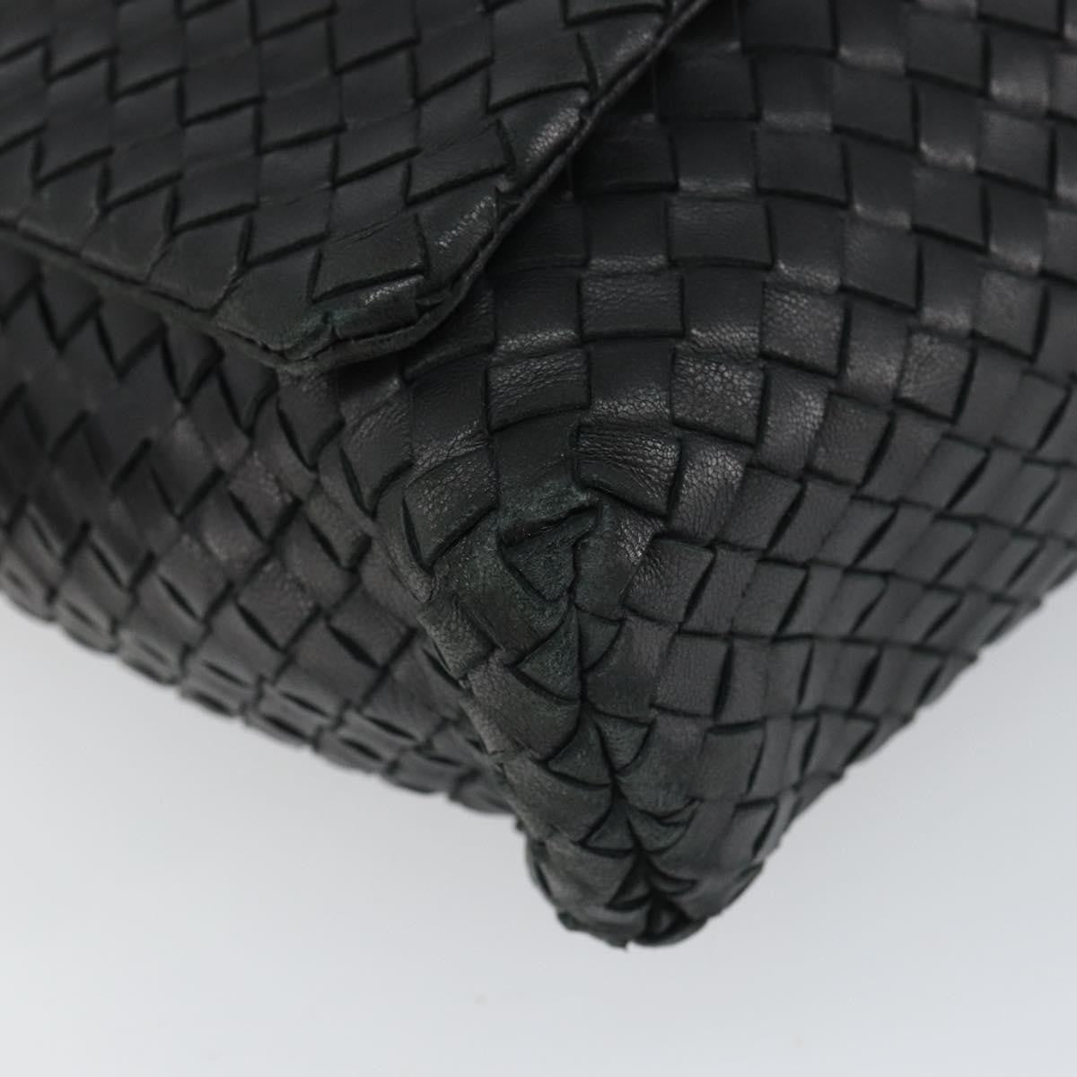 Bottega Veneta Square Flap Messenger Bag Intrecciato Nappa Black Leather Shoulder Bag Bag