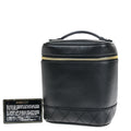 Chanel Vanity Pouch Leather Black Leather Bag