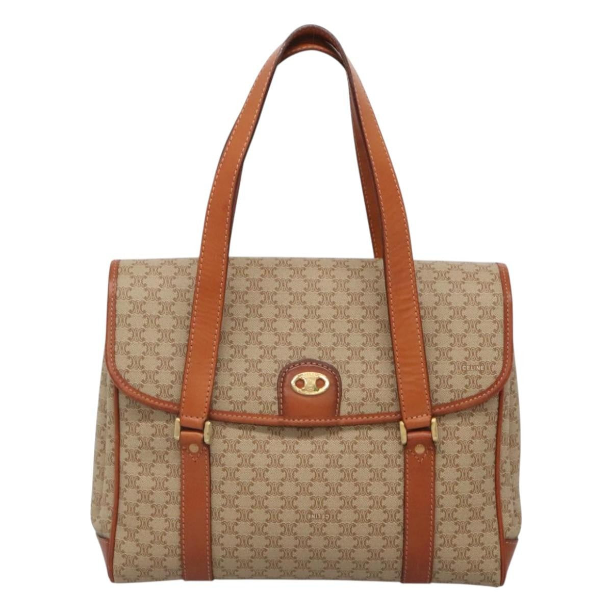 Celine Vintage Macadam Handbag Canvas And Leather Beige Canvas Handbag