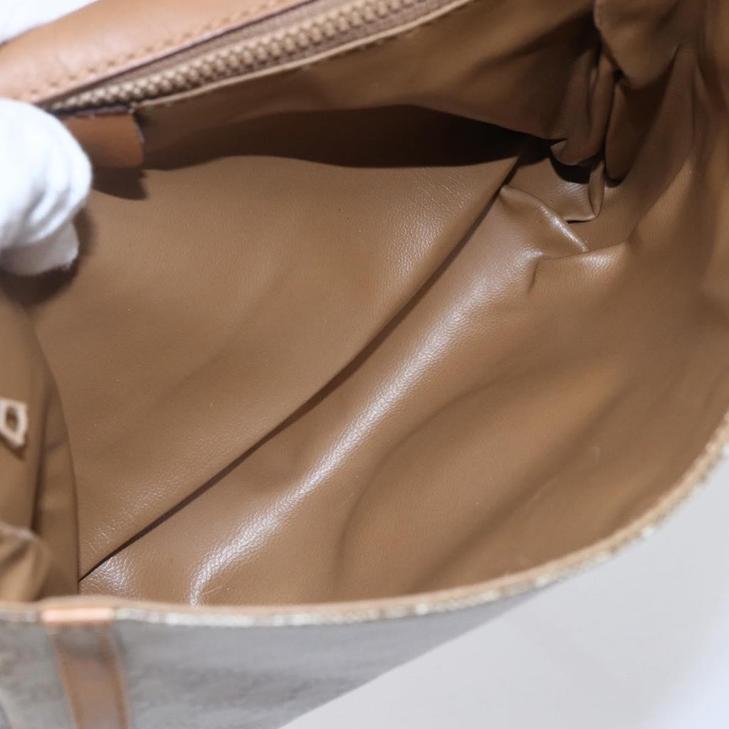 Celine Vintage Macadam Shoulder Bag Canvas And Leather Beige Canvas Shoulder Bag Bag