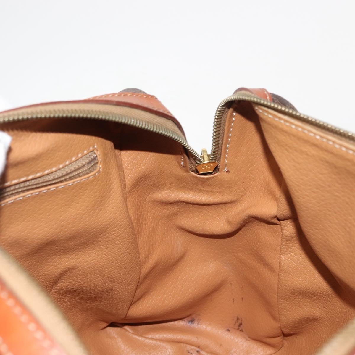 Celine Vintage Macadam Handbag Canvas And Leather Brown Canvas Handbag