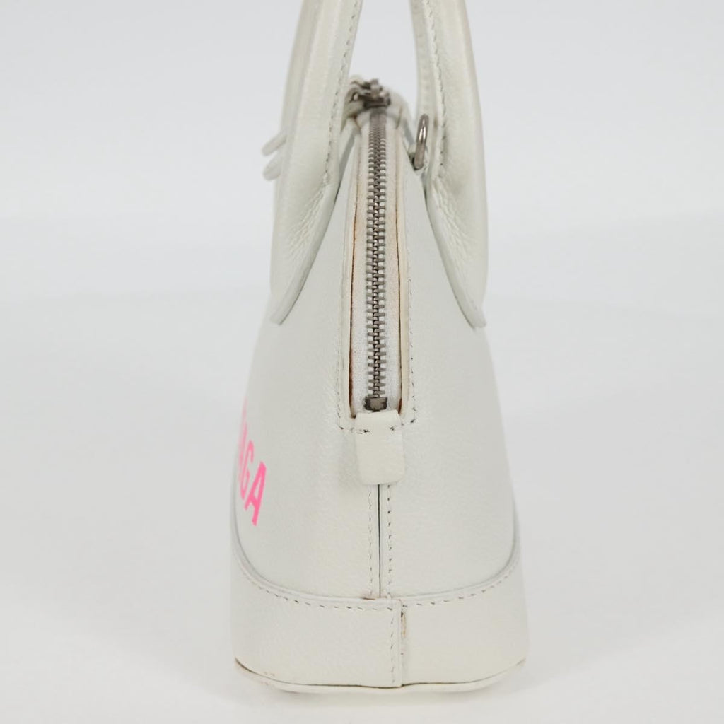 Balenciaga Logo Ville Bag Leather White Leather Hand