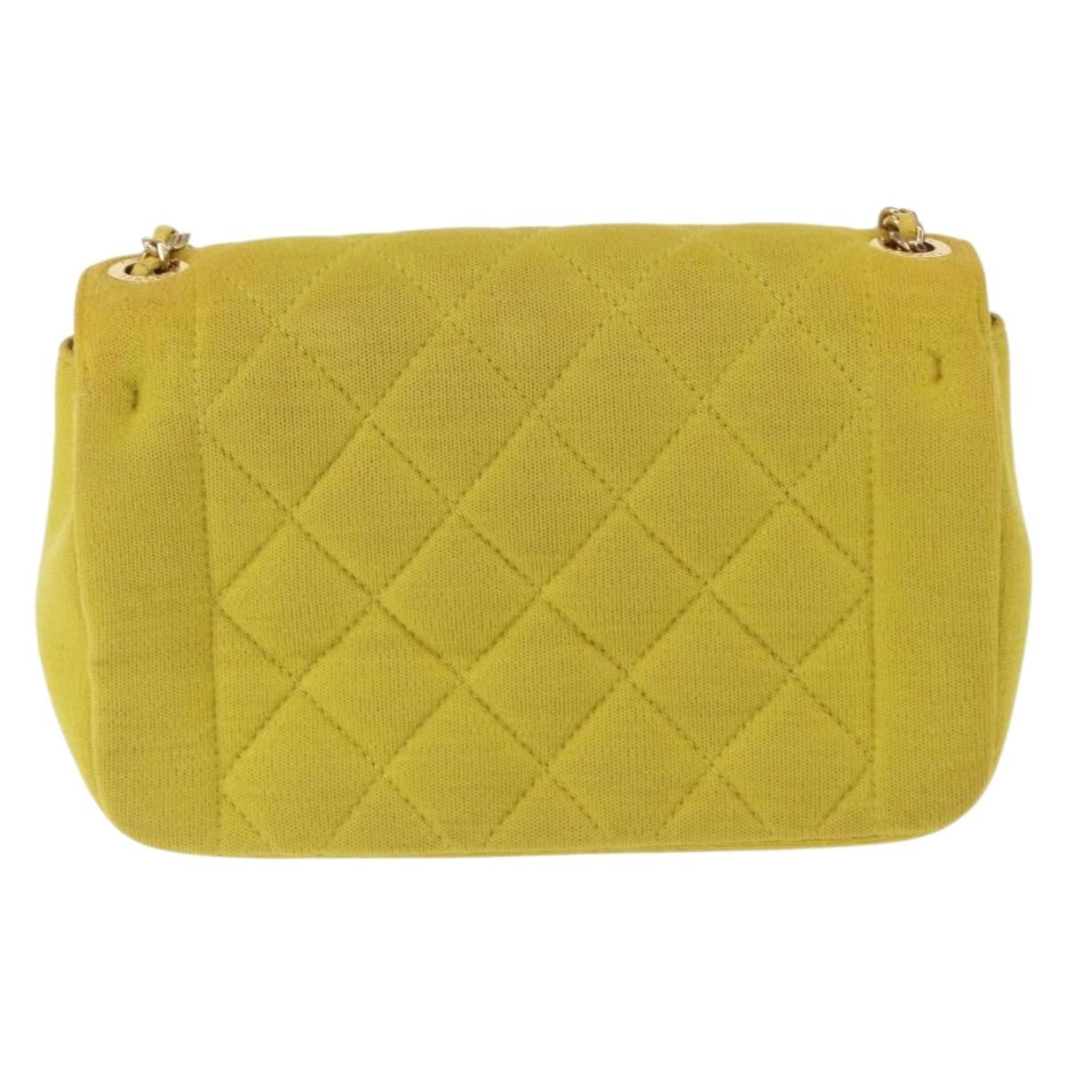 Chanel Chic With Me Flap Bag Quilted Jersey Yellow Cotton Shoulder Bag Bag