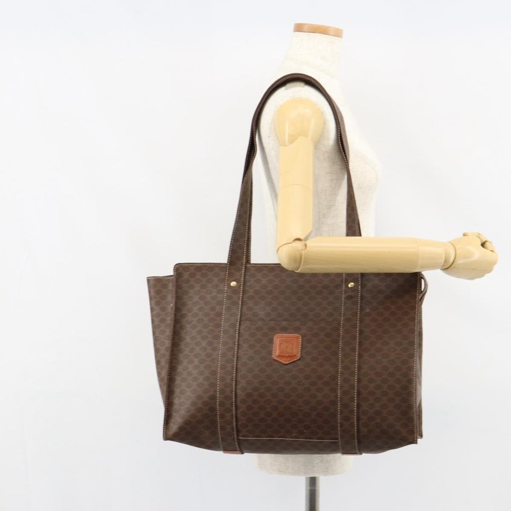 Celine Vintage Macadam Tote Bag Canvas Brown Canvas Tote Bag Bag