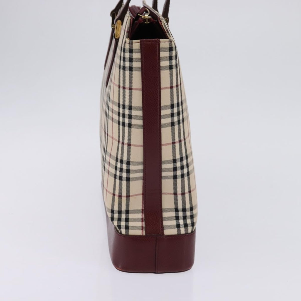 Burberry Nova Check Tote Canvas Check Pattern Beige Canvas Bag