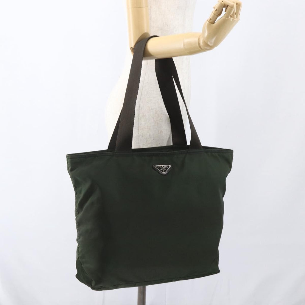 Prada Vintage Zip Tote Tessuto Khaki Nylon Tote Bag Bag