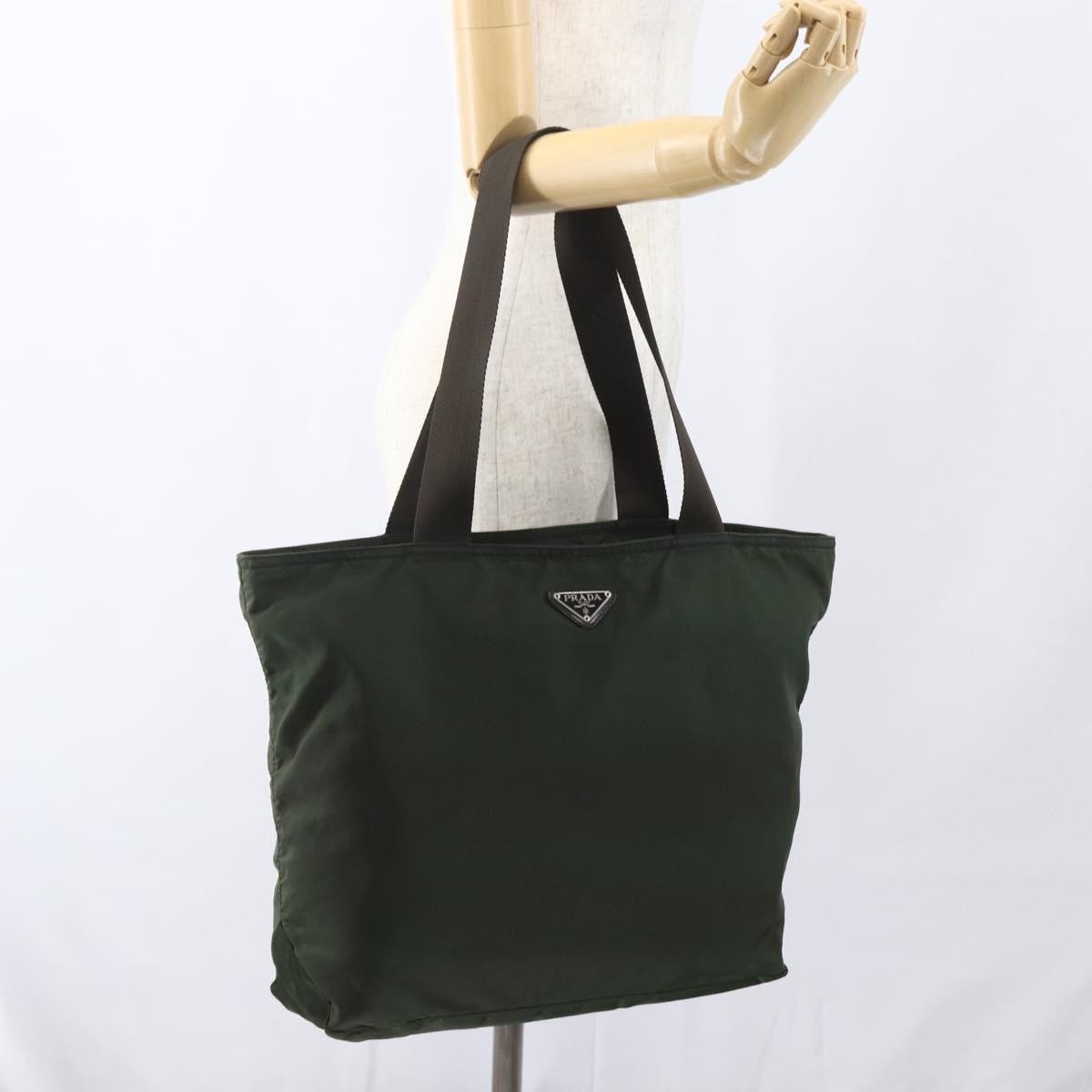 Prada Vintage Zip Tote Tessuto Khaki Nylon Tote Bag Bag