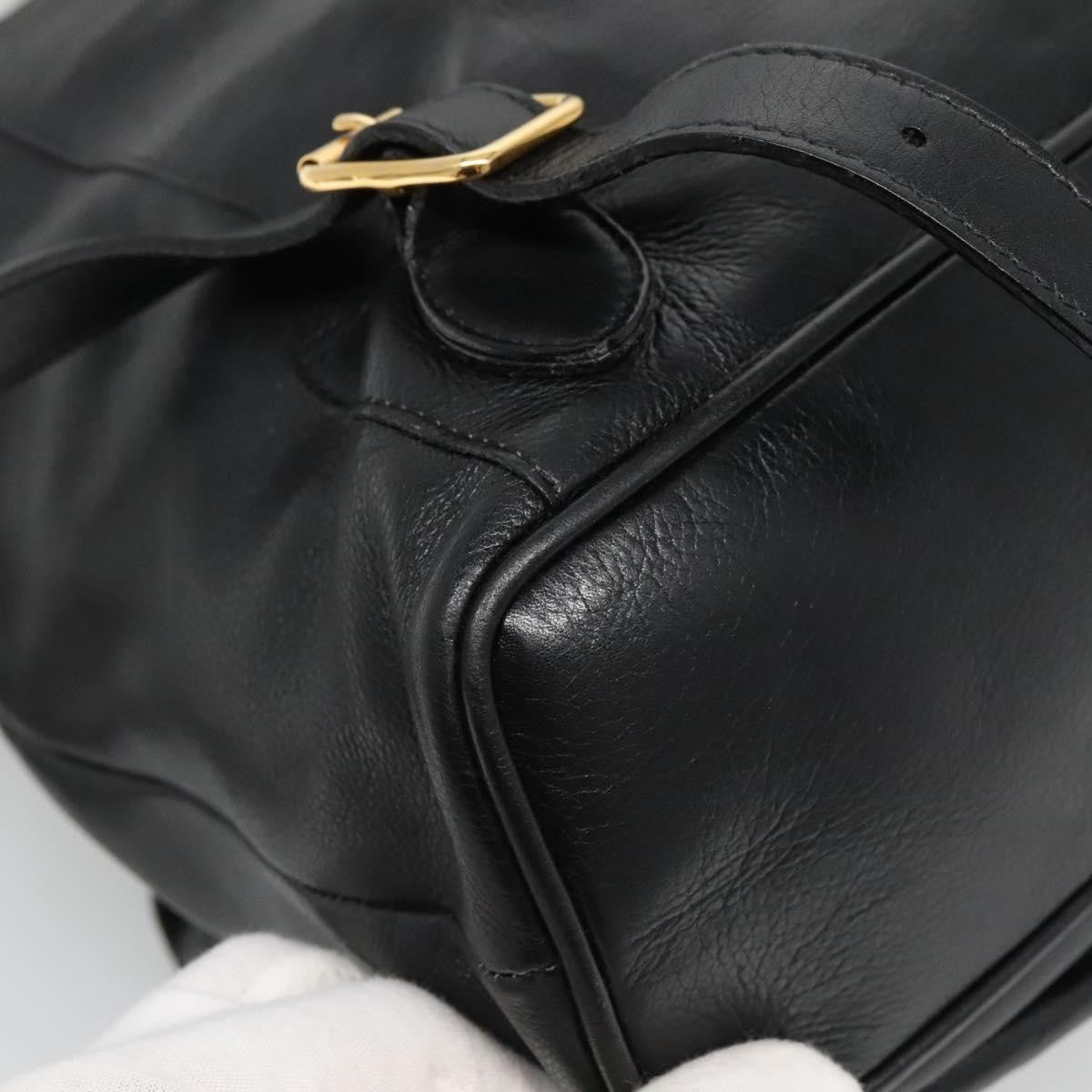 Gucci Vintage Bamboo Backpack Leather Black Leather Backpack Bag (Pre-Owned)