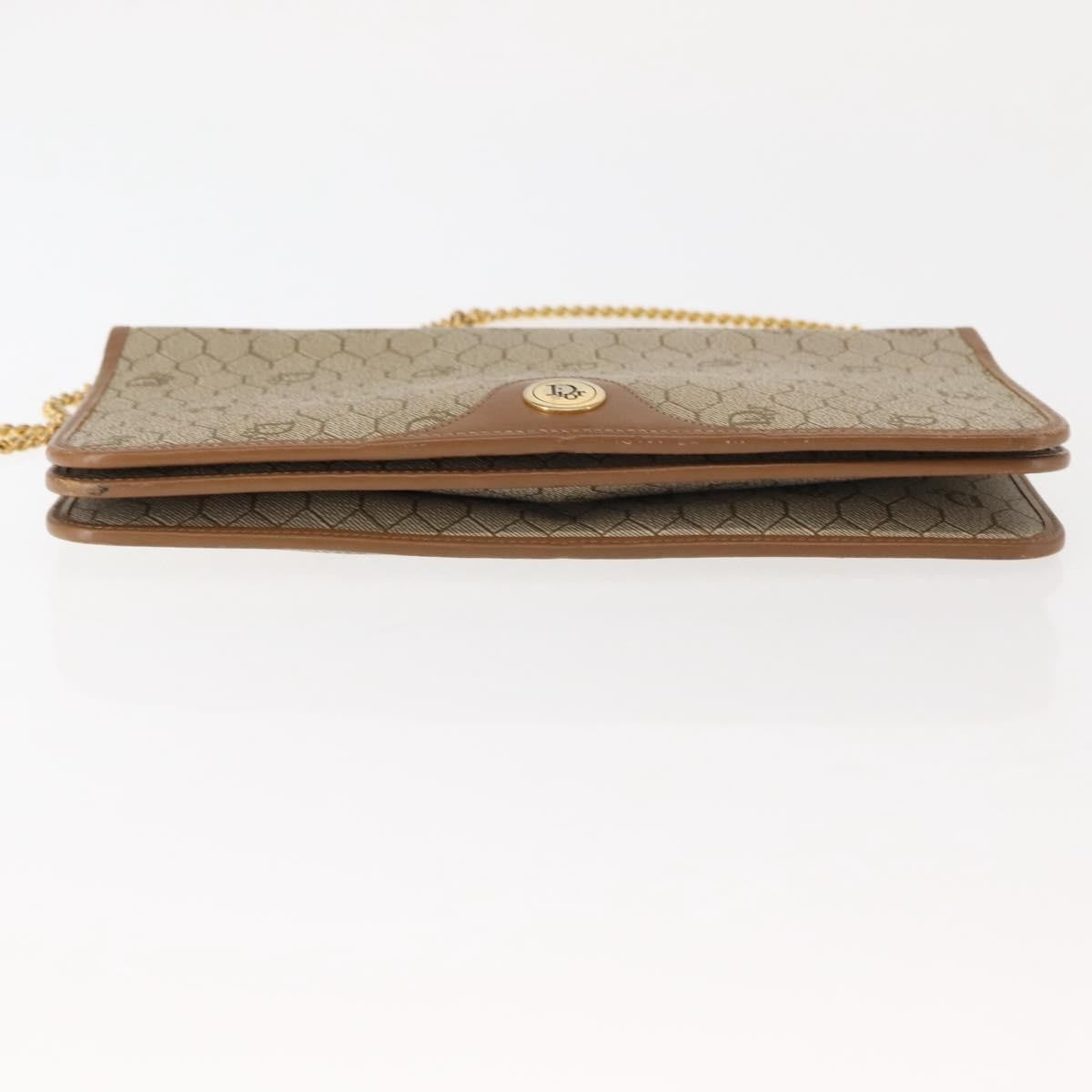 Christian Dior Vintage Honeycomb Chain Canvas Beige Canvas Shoulder Bag Bag (Pre-Owned)