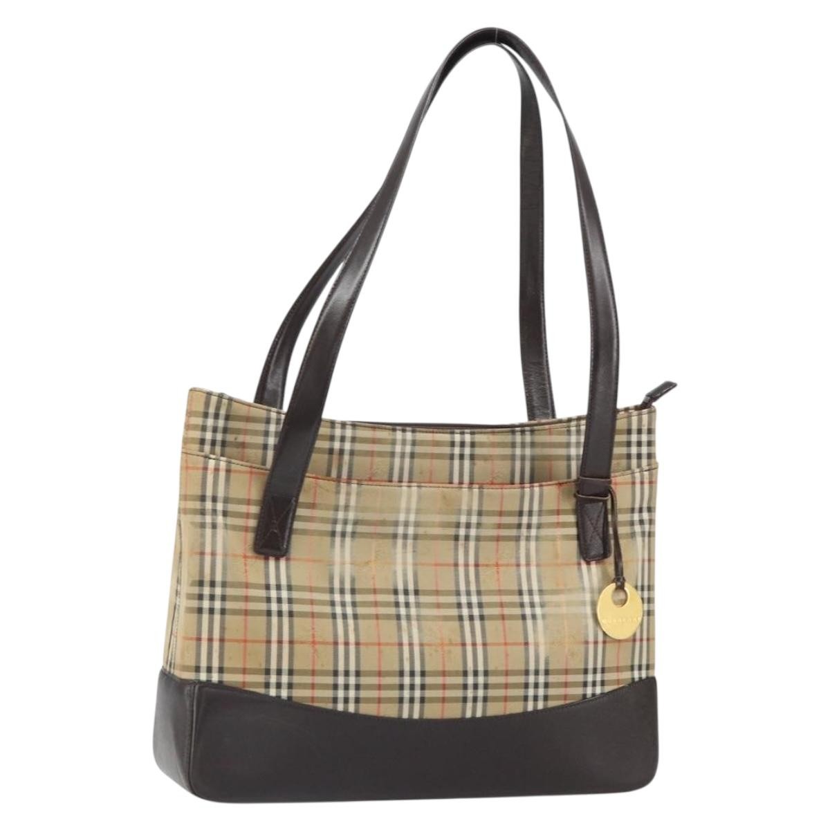 Burberry Nova Check Tote Canvas And Leather Beige Canvas Tote Bag