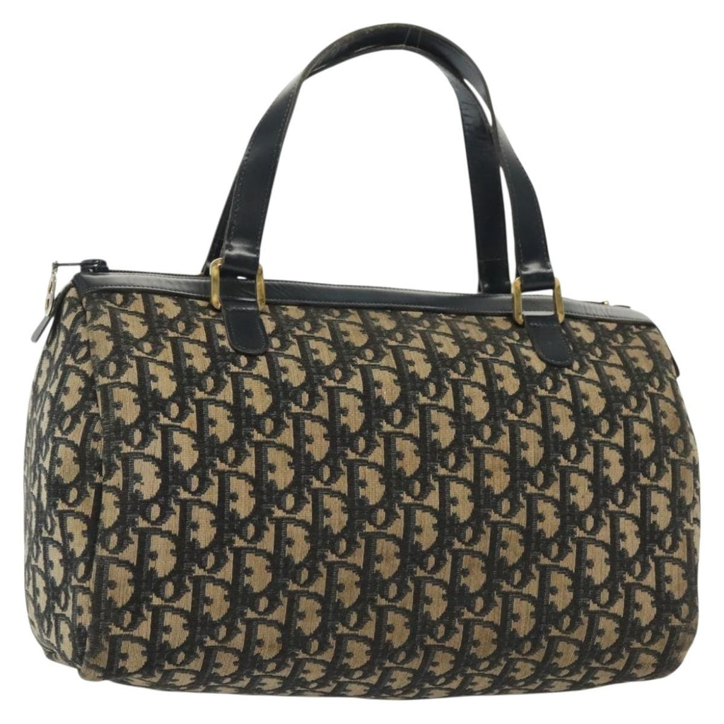 Christian Dior Vintage Trotter Boston Bag Diorissimo Canvas Navy Canvas Bag (Pre-Owned)