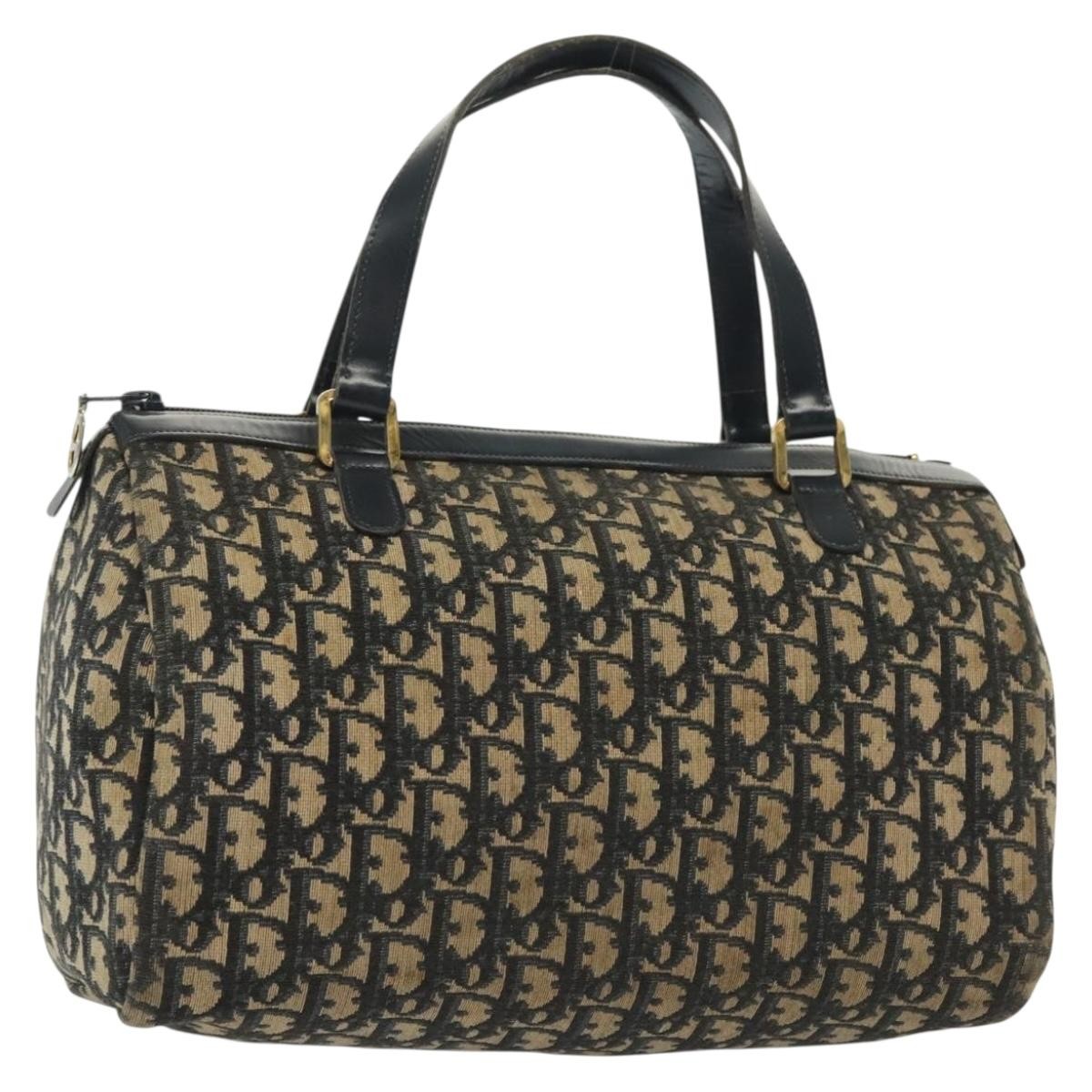 Christian Dior Vintage Trotter Boston Bag Diorissimo Canvas Navy Canvas Bag (Pre-Owned)