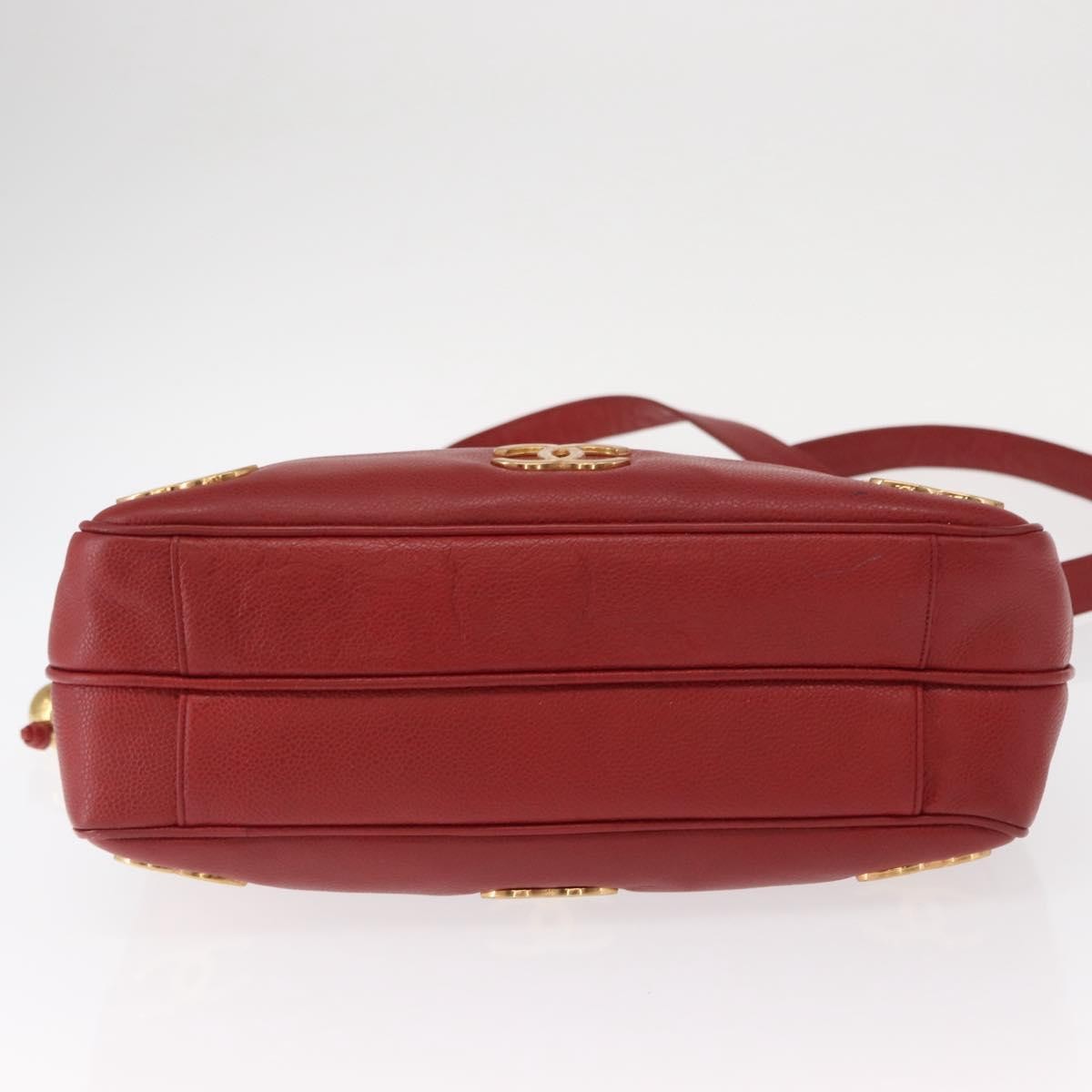 Chanel Vintage Metal Cc Shoulder Bag Caviar Red Leather Shoulder Bag Bag