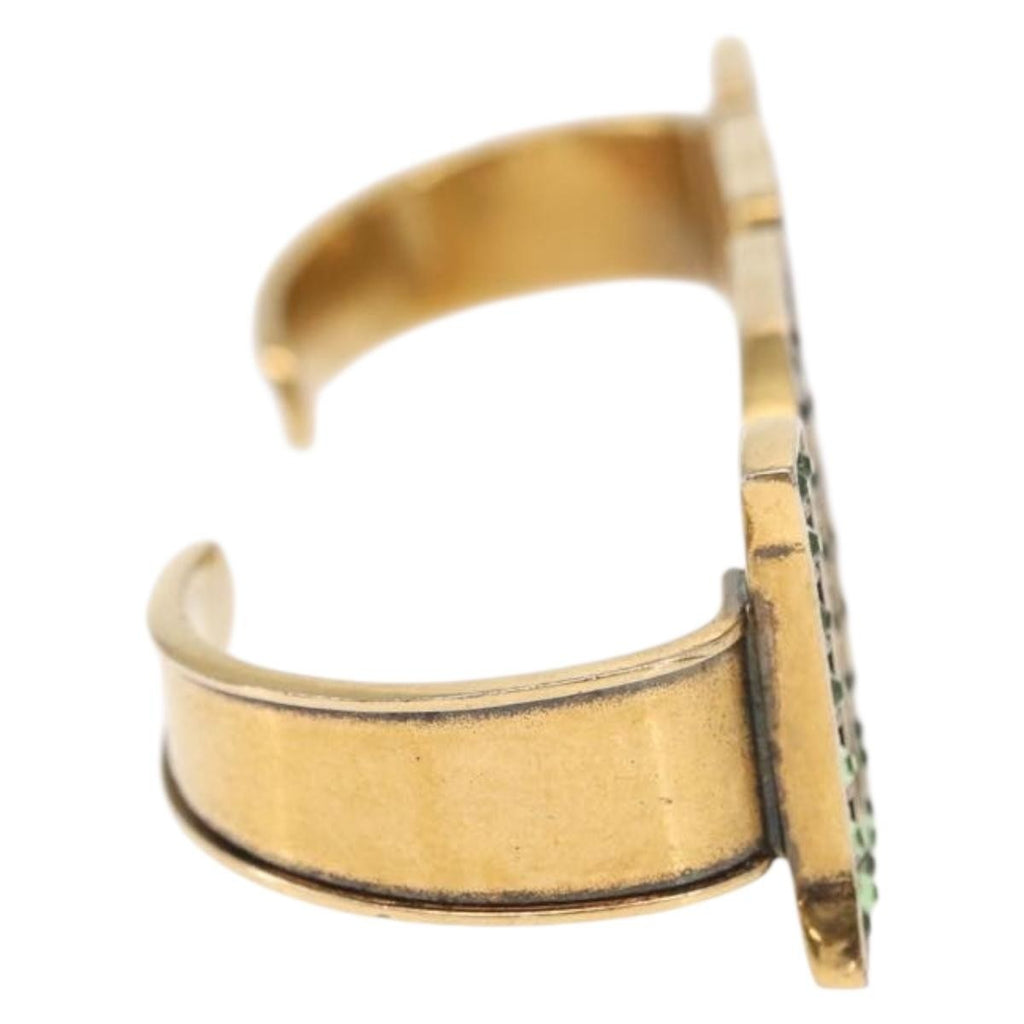 Gucci Loved Palm Cuff Ring Crystal Embellished Metal Gold Metal Cufflinks Jewelry (Pre-Owned)