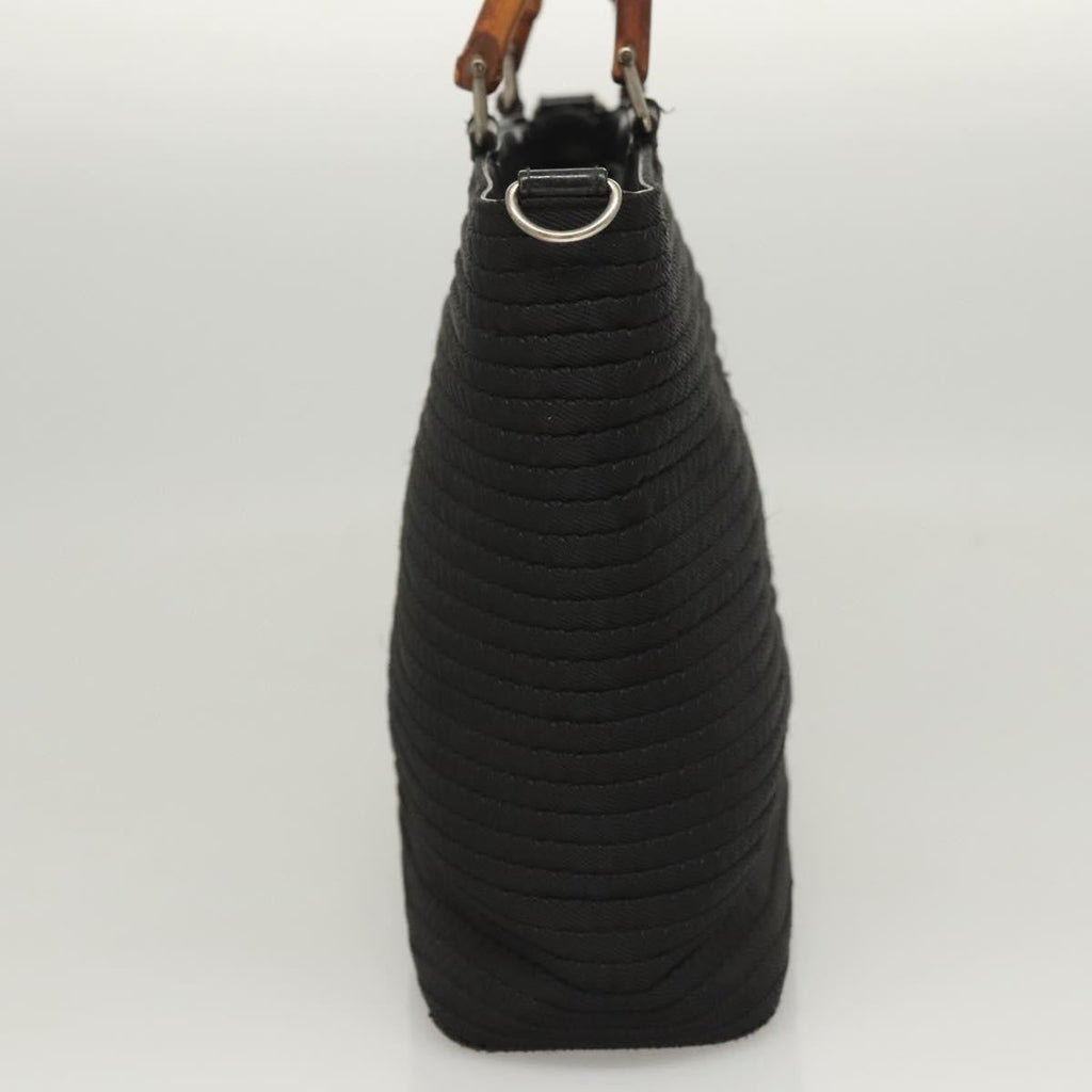 Gucci Bamboo Tote Bag Canvas Black Canvas Tote Bag Bag (Pre-Owned)
