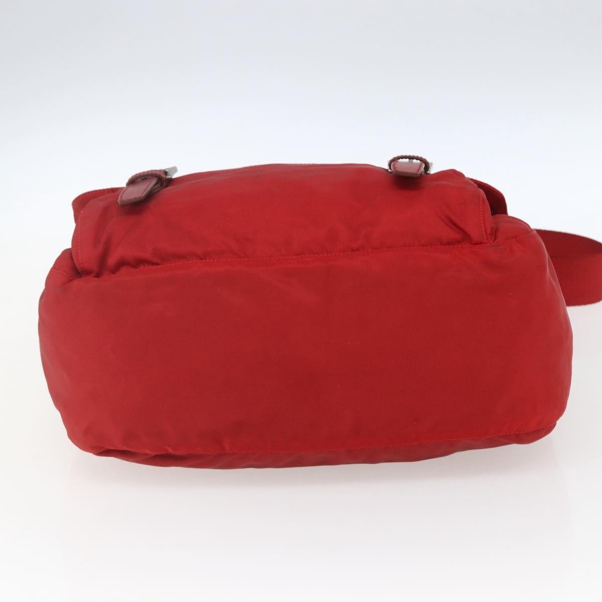 Prada Zip Buckle Messenger Bag Tessuto Red Nylon Shoulder Bag Bag