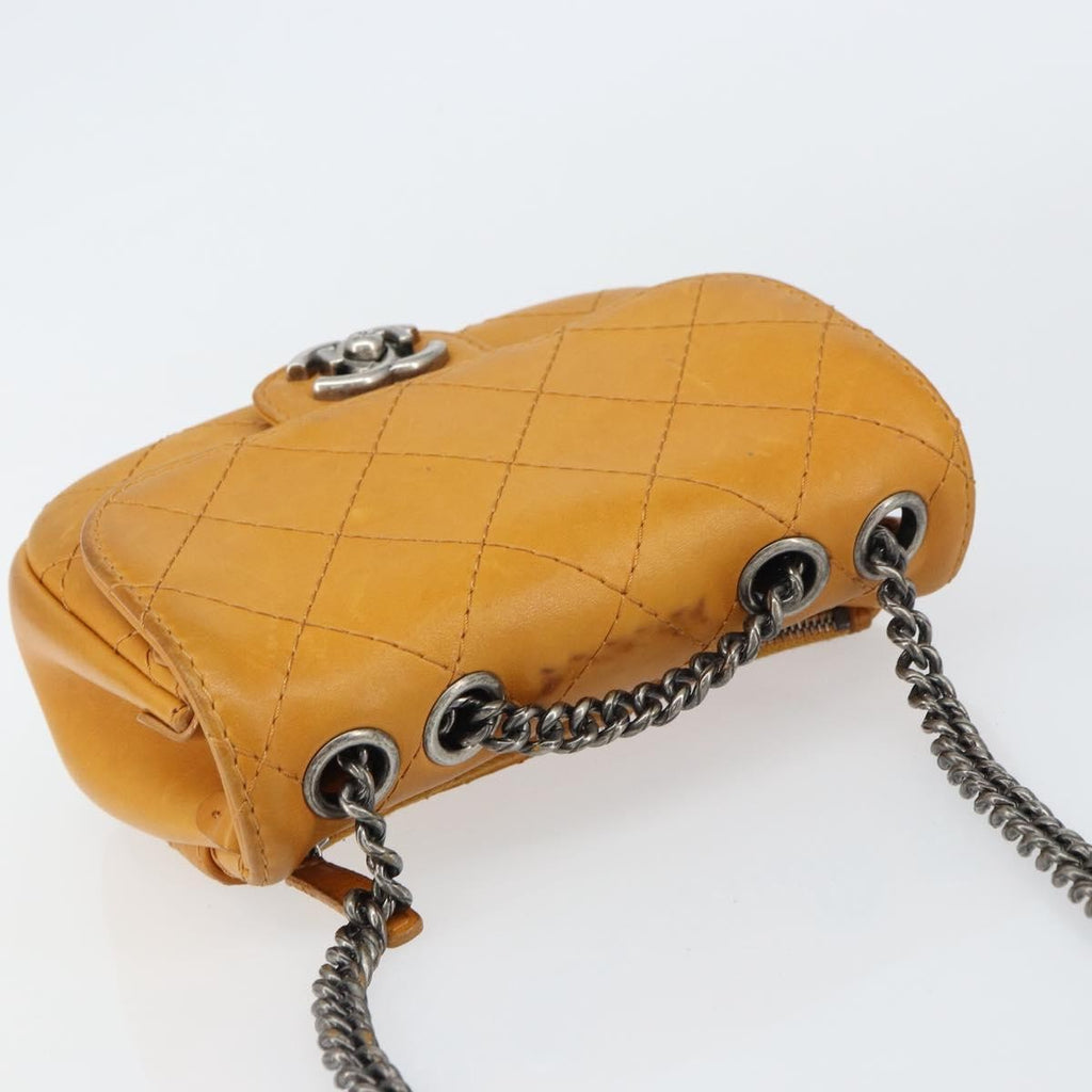 Chanel Chain Flap Bag Quilted Leather Orange Leather Shoulder Bag Bag
