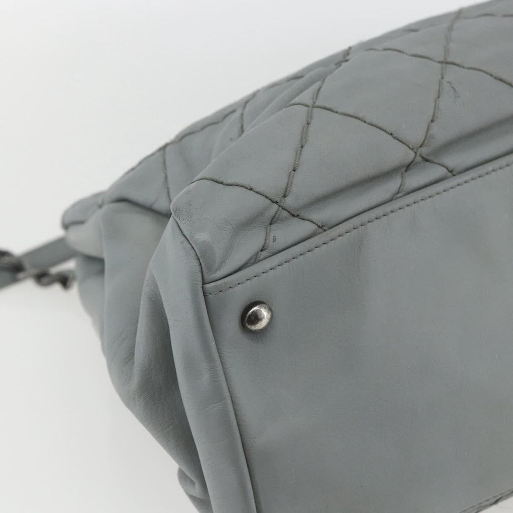 Chanel Just Mademoiselle Bag Quilted Leather Gray Leather Shoulder Bag Bag