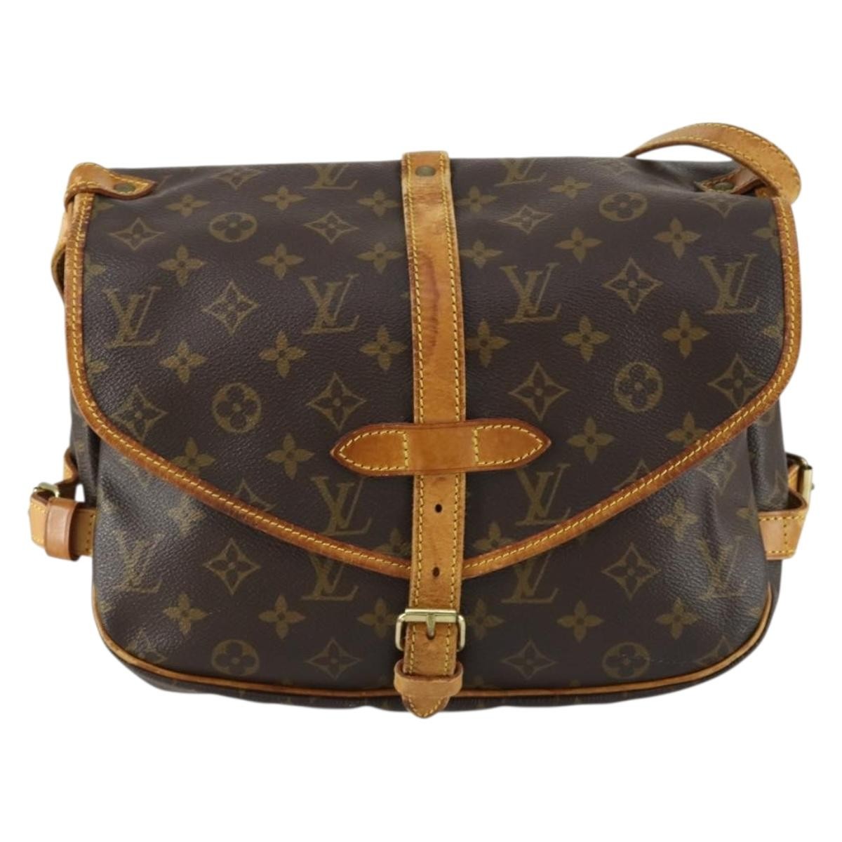 Louis Vuitton Saumur Handbag Monogram Canvas Brown Canvas Shoulder Bag