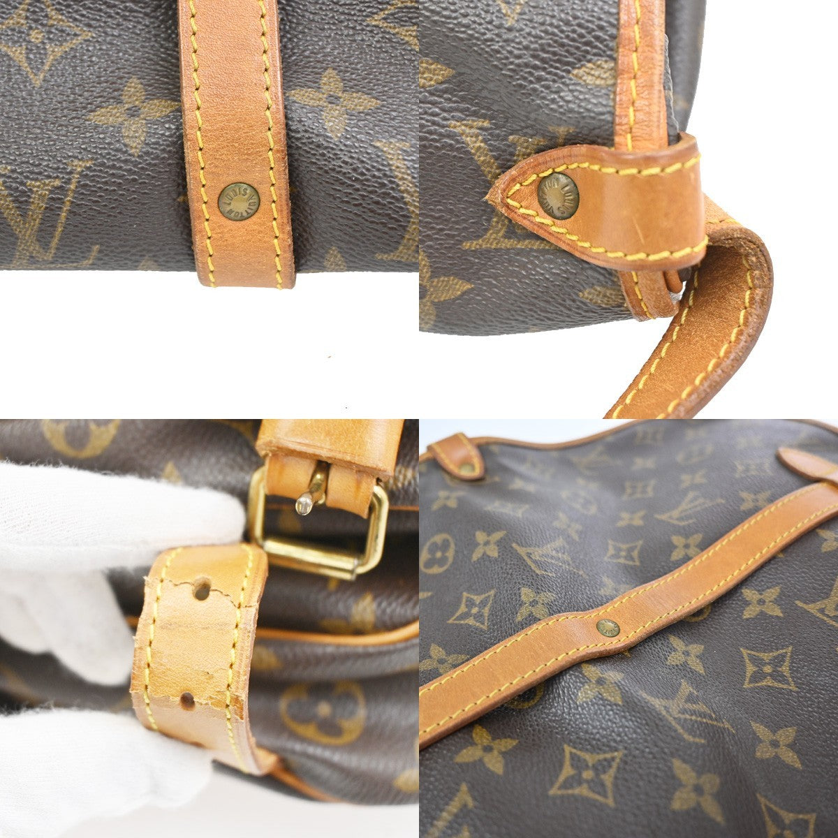 Louis Vuitton Saumur Handbag Monogram Canvas Brown Canvas Shoulder Bag