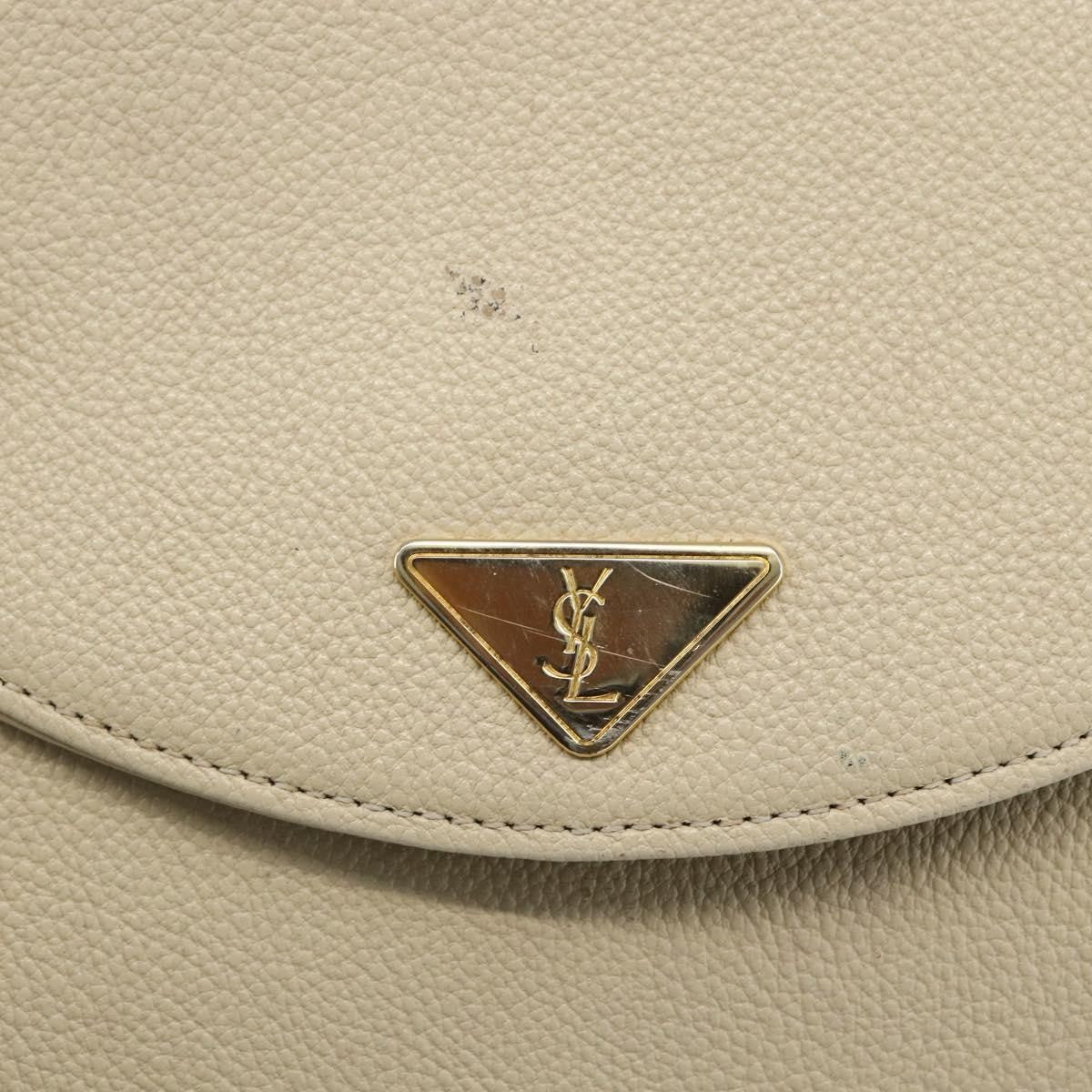 Saint Laurent Vintage Shoulder Bag Leather Ecru Leather Shoulder Bag Bag (Pre-Owned)