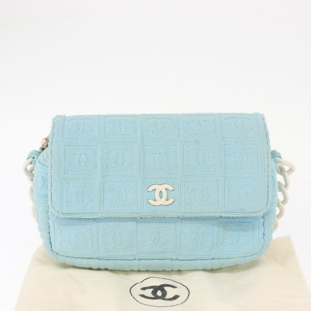 Chanel Sport Line Resin Camera Flap Bag Terry Cloth Blue Plastic Shoulder Bag Bag