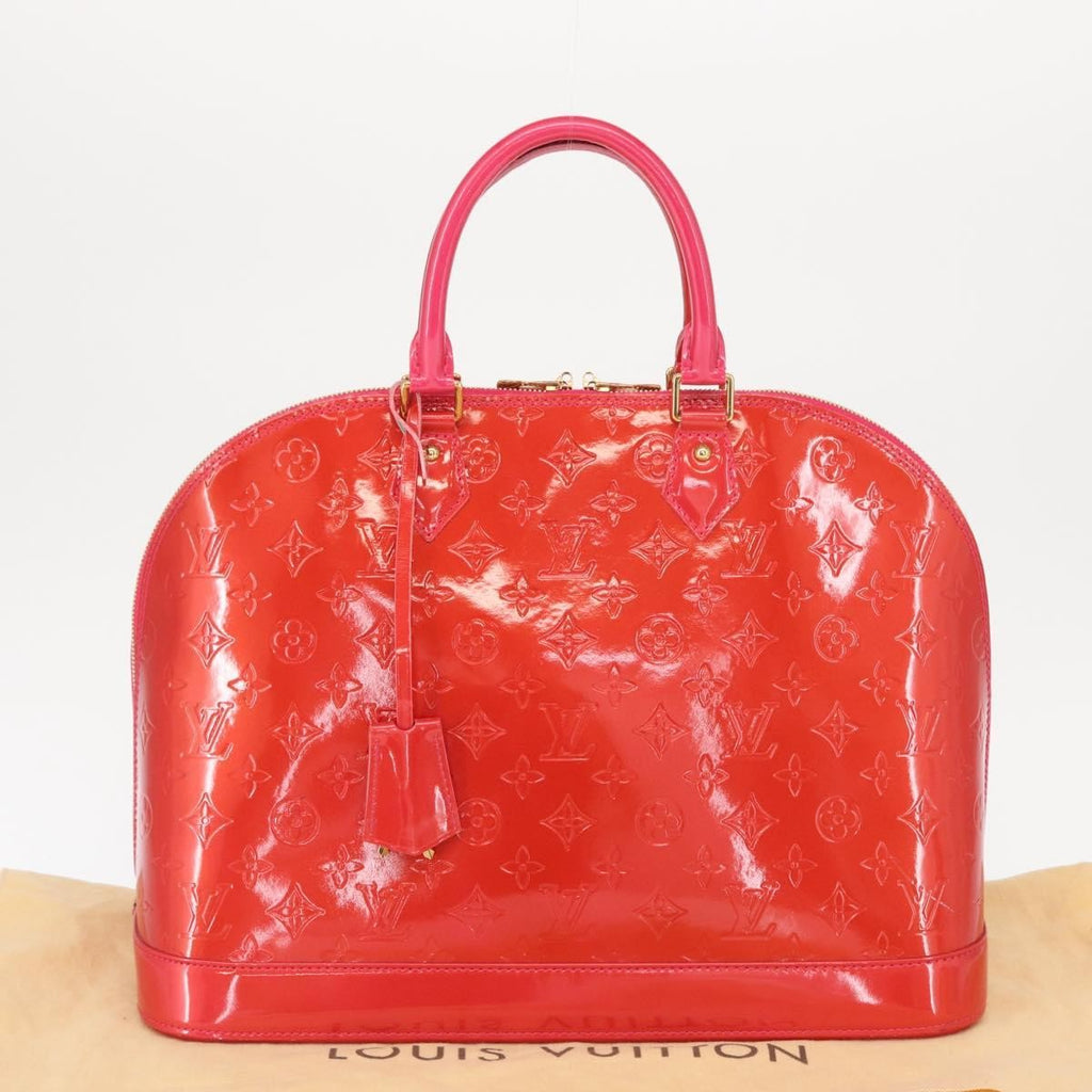 Louis Vuitton Alma Handbag Monogram Vernis Red Patent_Leather Handbag