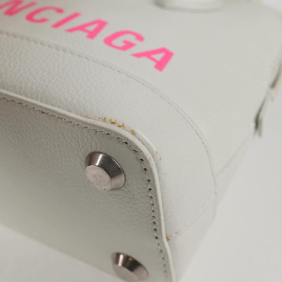 Balenciaga Logo Ville Bag Leather White Leather Hand