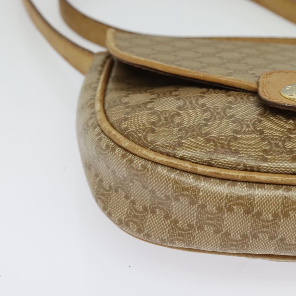 Celine Vintage Macadam Shoulder Bag Macadam Canva  Vinyl Beige Pvc Bag