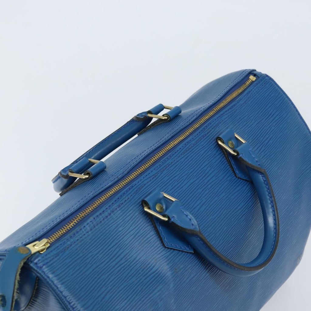 Louis Vuitton Speedy Handbag Epi Leather Blue Leather Handbag