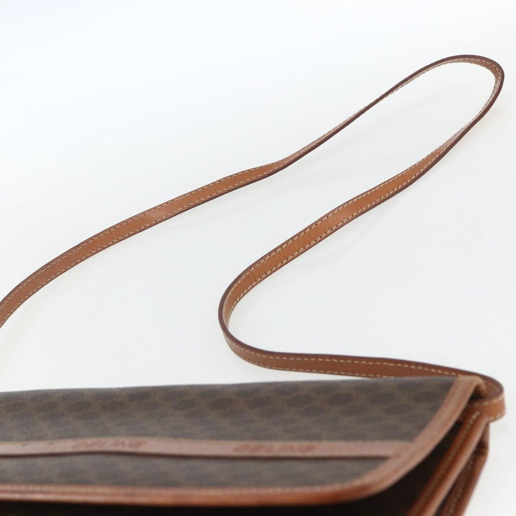 Celine Vintage Macadam Shoulder Bag Canvas And Leather Brown Canvas Shoulder Bag Bag