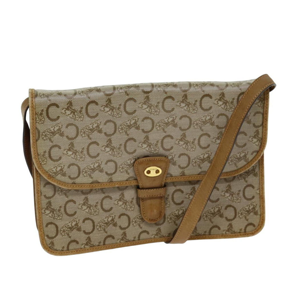 Celine C Macadam Shoulder Bag Canvas Beige Canvas Shoulder Bag Bag