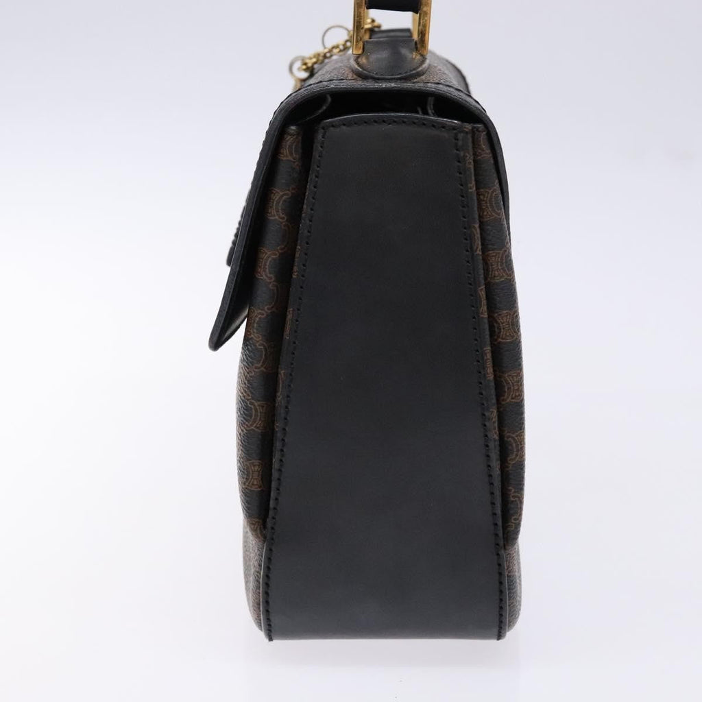 Celine Vintage Convertible Top Handle Bag Macadam Coated Canvas Black Canvas Handbag