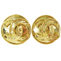 Chanel Vintage Round Cc Clip-On Earrings Metal Gold Gold_Plated Earrings Jewelry