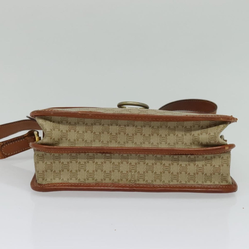 Celine Macadam Shoulder Bag Pvc Leather Beige Canvas Bag