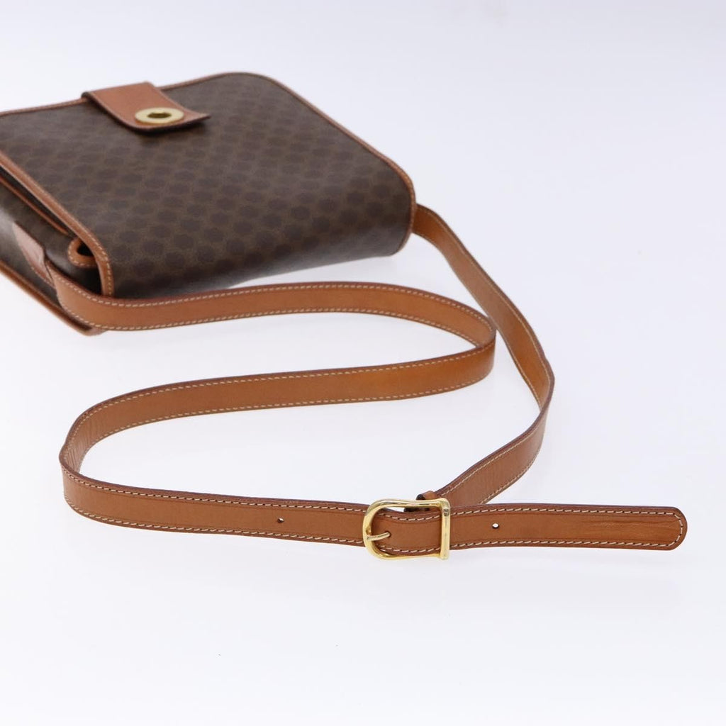 Celine Macadam Shoulder Bag Pvc Leather Brown Canvas Bag