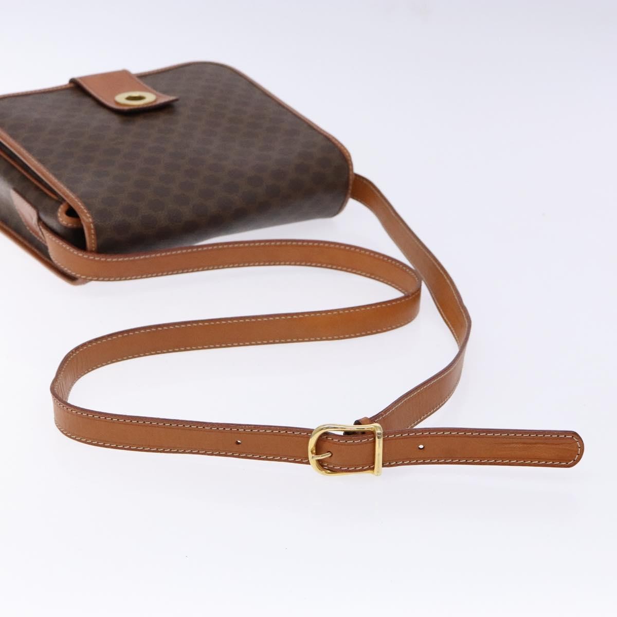Celine Macadam Shoulder Bag Pvc Leather Brown Canvas Bag