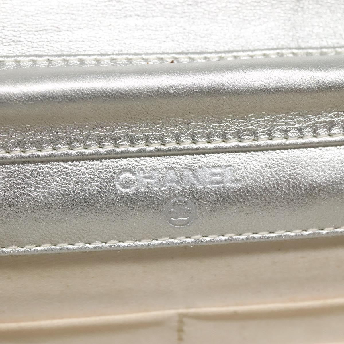 Chanel Travel Line Wallet On Chain Quilted Nylon Silver Nylon Bag