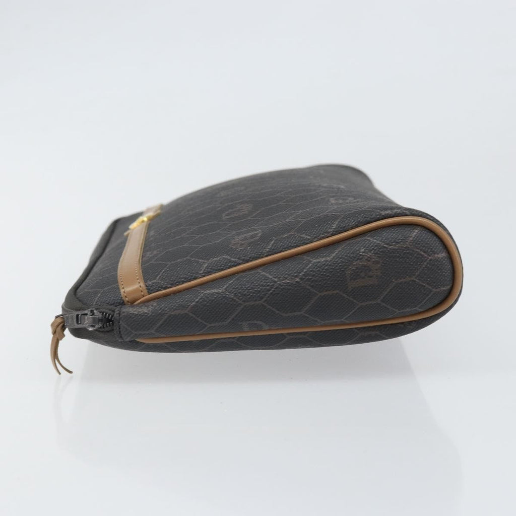 Christian Dior Vintage Honeycomb Zip Pouch Canvas And Leather Black Canvas Clutche & Pouche Bag (Pre-Owned)