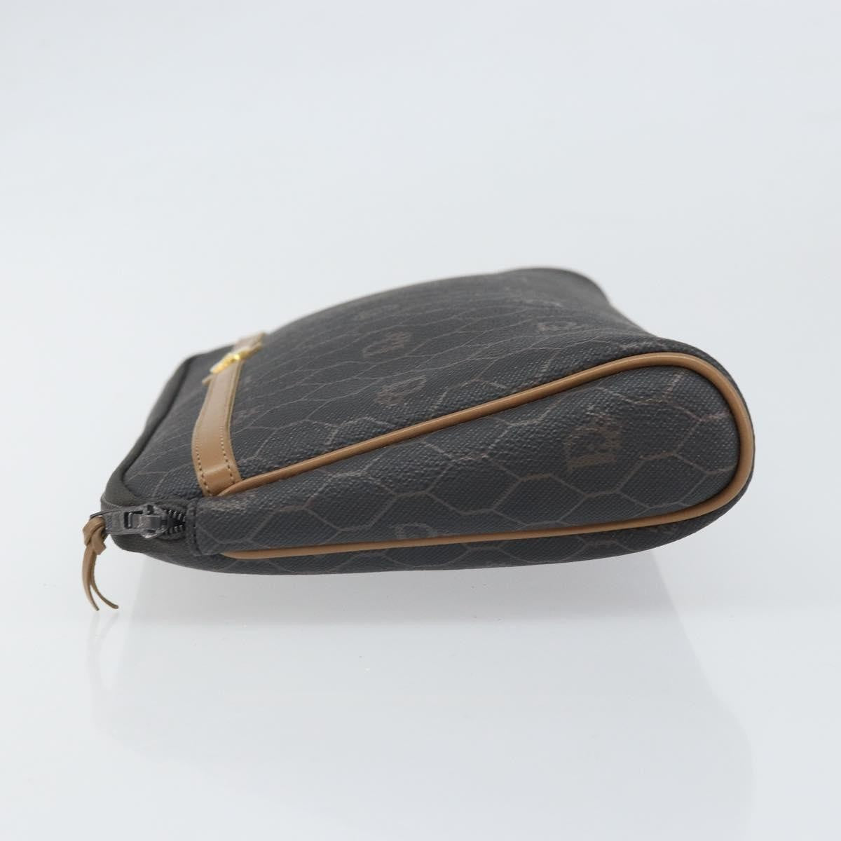 Christian Dior Vintage Honeycomb Zip Pouch Canvas And Leather Black Canvas Clutche & Pouche Bag (Pre-Owned)