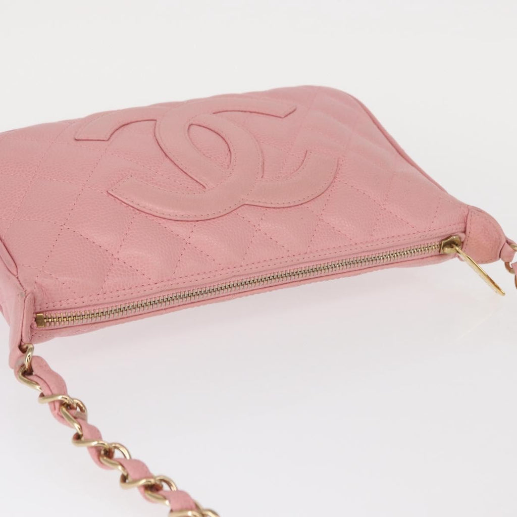 Chanel Timeless Cc Chain Shoulder Bag Quilted Caviar Pink Leather Shoulder Bag Bag