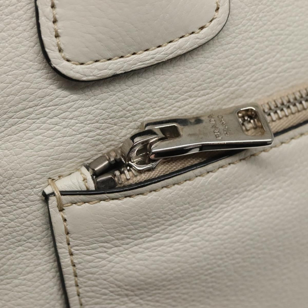 Prada Front Pocket Wing Convertible Tote Vitello Daino White Leather Tote Bag Bag