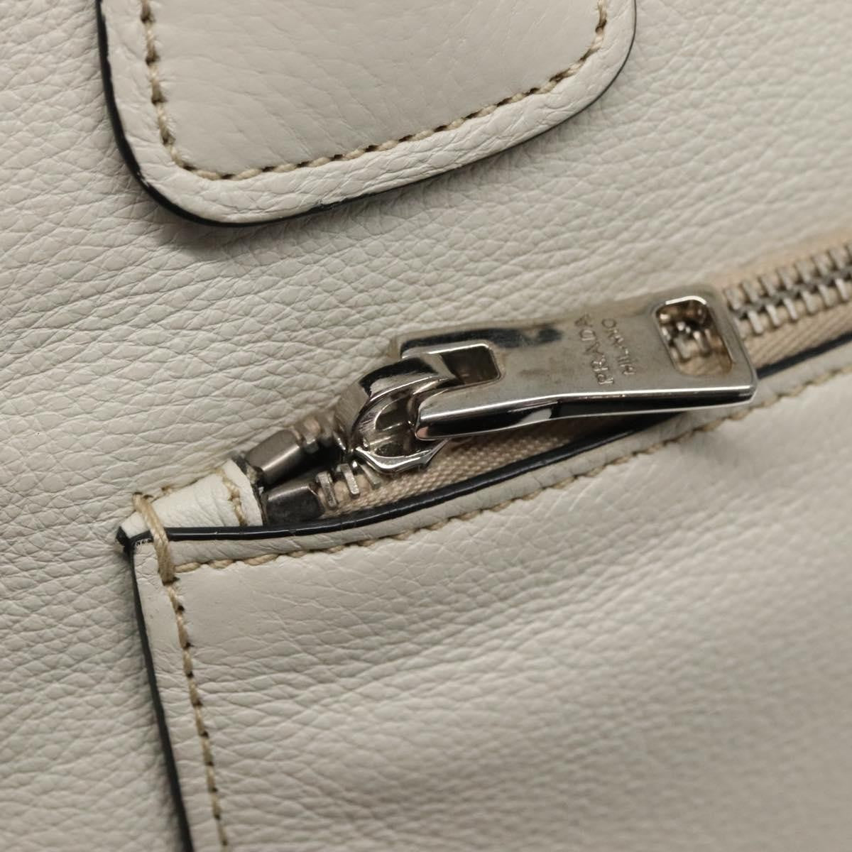 Prada Front Pocket Wing Convertible Tote Vitello Daino White Leather Tote Bag Bag