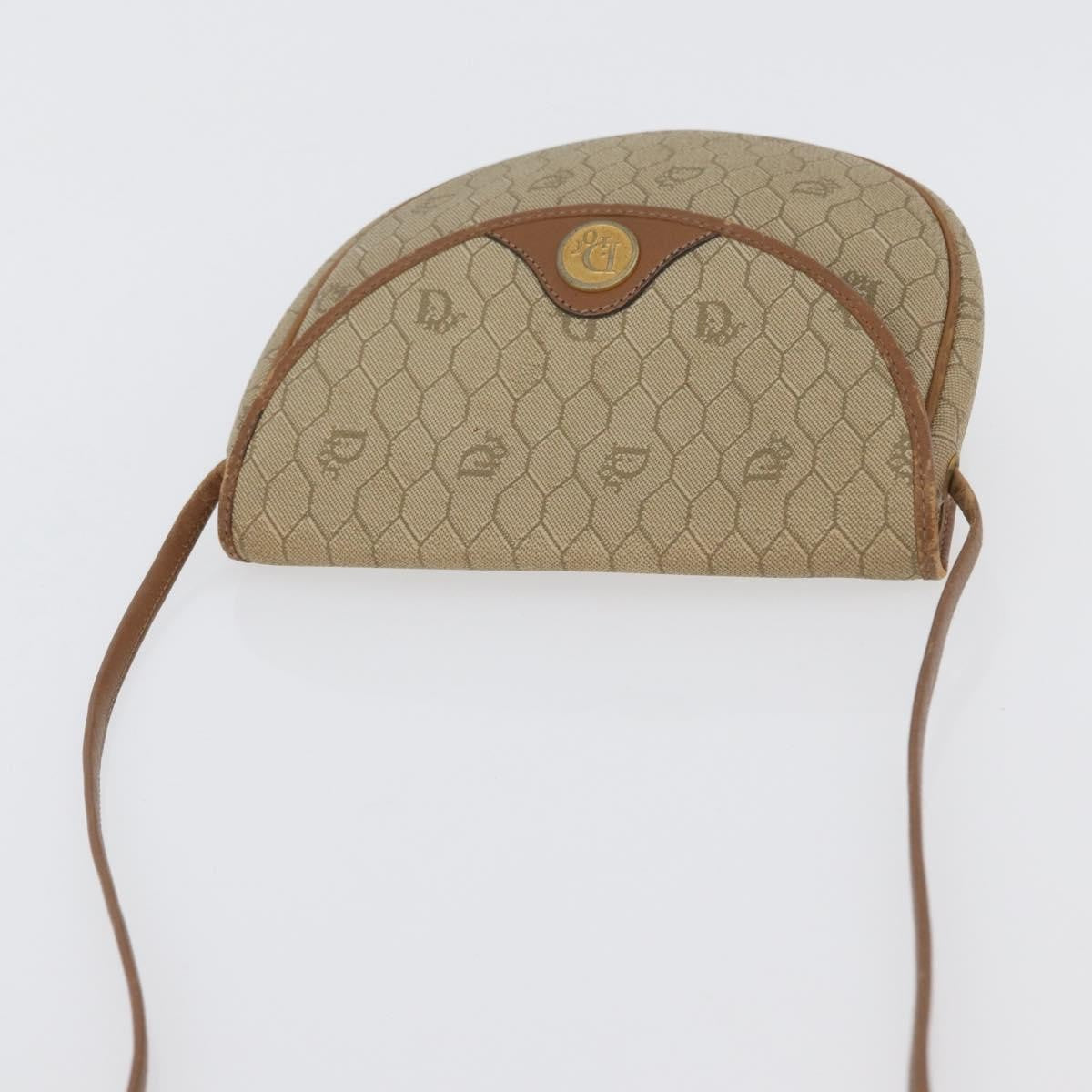 Christian Dior Vintage Honeycomb Flap Crossbody Bag Canvas And Leather Beige Canvas Shoulder Bag Bag (Pre-Owned)
