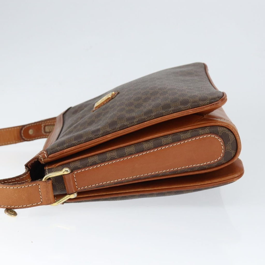 Celine Macadam Shoulder Bag Pvc Leather Brown Canvas Shoulder Bag Bag