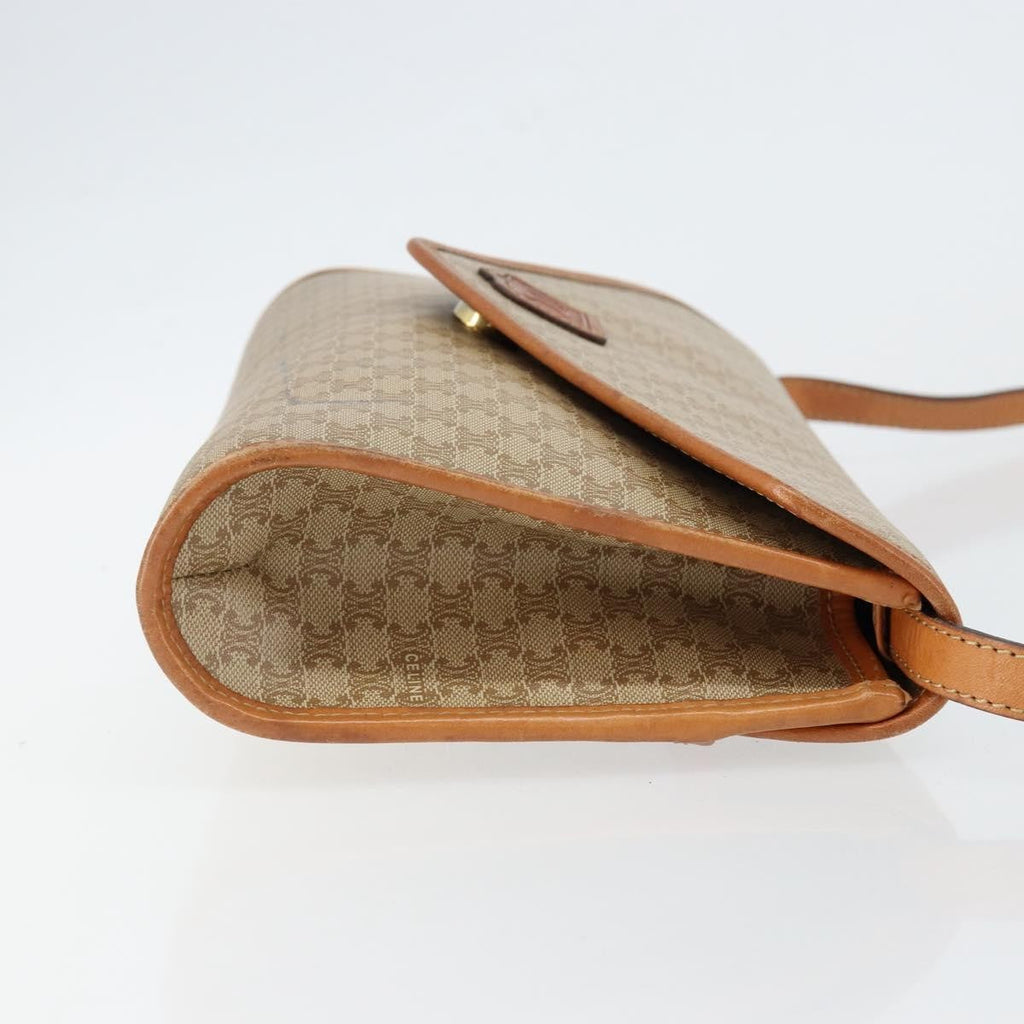 Celine Vintage Macadam Shoulder Bag Canvas And Leather Beige Canvas Shoulder Bag Bag