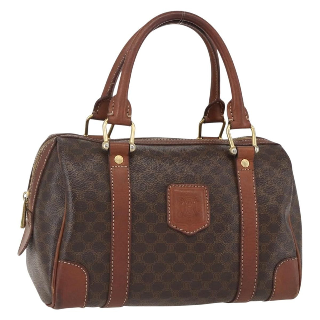 Celine Vintage Macadam Handbag Canvas And Leather Brown Canvas Shoulder Bag Bag